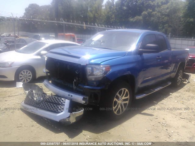 5TFRM5F14JX124984 - 2018 TOYOTA TUNDRA DOUBLE CAB SR/SR5 BLUE photo 2