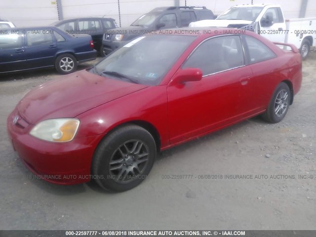 1HGEM22951L028072 - 2001 HONDA CIVIC SI/EX RED photo 2