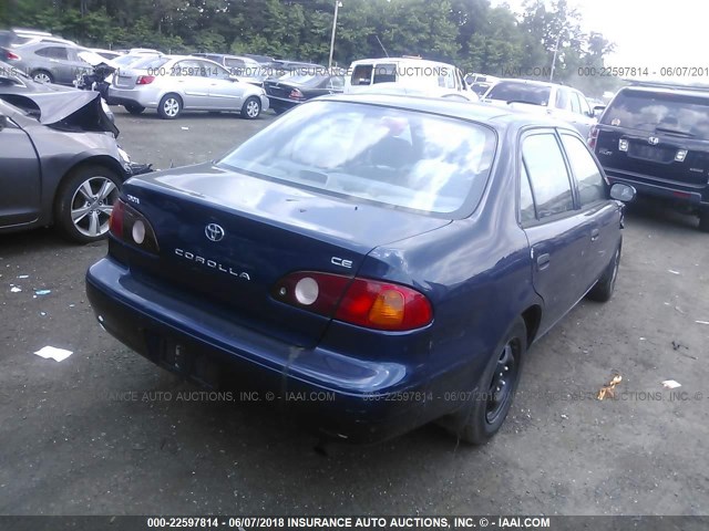 2T1BR12E42C560805 - 2002 TOYOTA COROLLA CE/LE/S BLUE photo 4