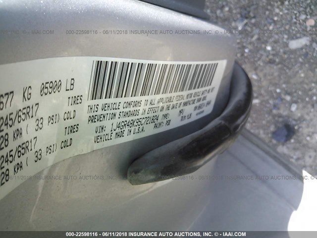 1J4GR48K95C721824 - 2005 JEEP GRAND CHEROKEE LAREDO/COLUMBIA/FREEDOM 银色 照片 9