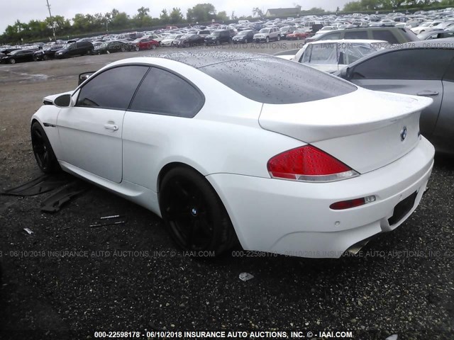 WBSEH93537B798706 - 2007 BMW M6 WHITE photo 3