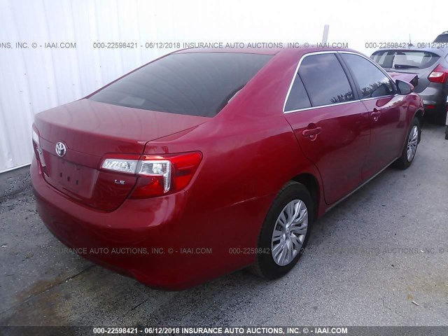 4T1BF1FK8CU530330 - 2012 TOYOTA CAMRY SE/LE/XLE RED photo 4