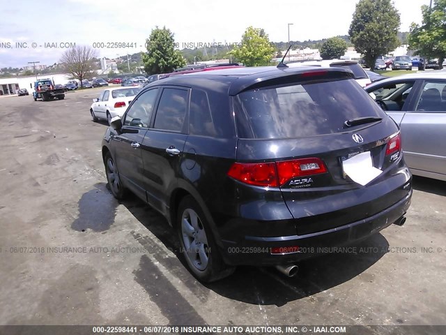 5J8TB185X8A020017 - 2008 ACURA RDX TECHNOLOGY BLACK photo 3