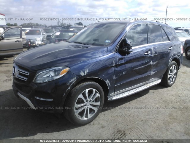 4JGDA5JB3HA830324 - 2017 MERCEDES-BENZ GLE 350 BLUE photo 2