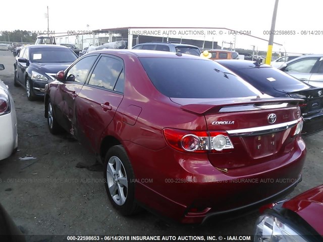2T1BU4EE3BC664892 - 2011 TOYOTA COROLLA S/LE RED photo 3