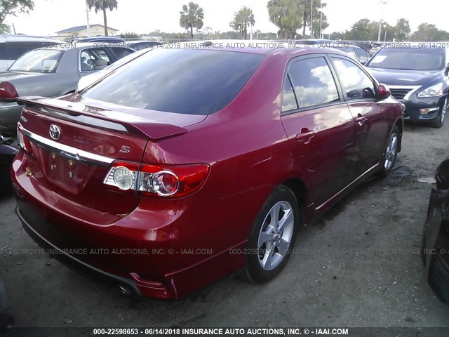 2T1BU4EE3BC664892 - 2011 TOYOTA COROLLA S/LE RED photo 4