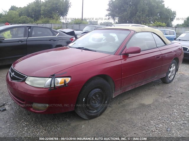 2T1FF22P41C421533 - 2001 TOYOTA CAMRY SOLARA SE/SLE RED photo 2