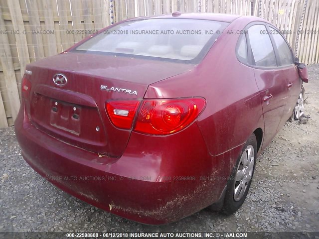 KMHDU46D18U393840 - 2008 HYUNDAI ELANTRA GLS/SE/LIMITED RED photo 4