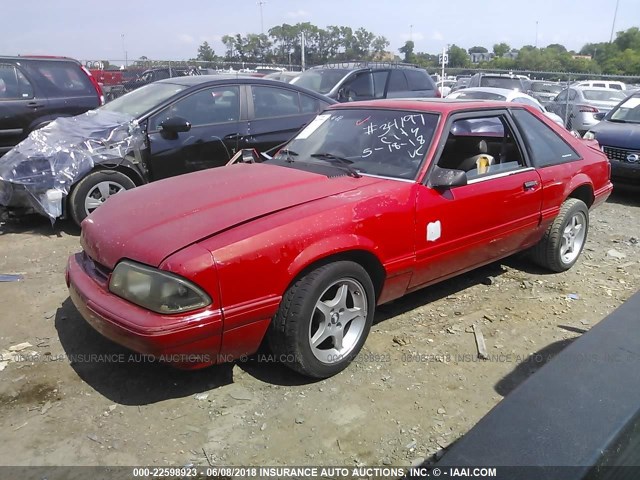 1FACP41M7PF197277 - 1993 FORD MUSTANG LX RED photo 2