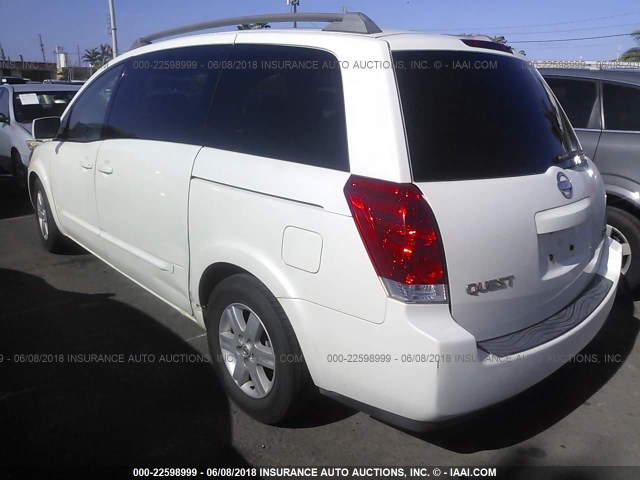 5N1BV28U84N363115 - 2004 NISSAN QUEST S/SE/SL WHITE photo 3