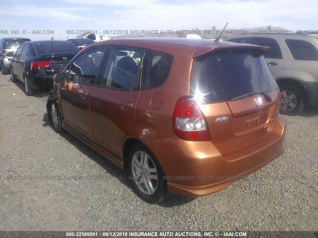 JHMGD38687S030227 - 2007 HONDA FIT S ORANGE photo 3