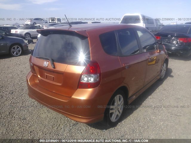 JHMGD38687S030227 - 2007 HONDA FIT S ORANGE photo 4