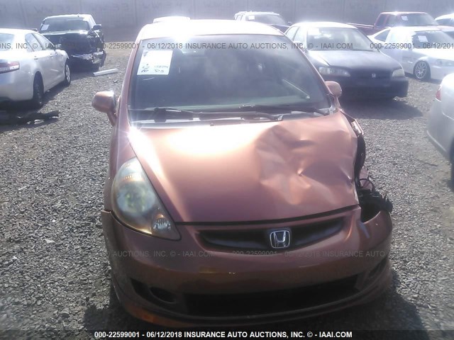 JHMGD38687S030227 - 2007 HONDA FIT S ORANGE photo 6