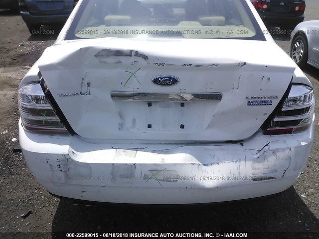 1FAHP25W58G174954 - 2008 FORD TAURUS LIMITED WHITE photo 6