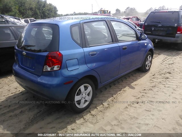 KL1TD62615B420584 - 2005 CHEVROLET AVEO LS BLUE photo 4