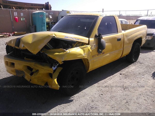 1B7HC16Y2XS190945 - 1999 DODGE RAM 1500 YELLOW photo 2