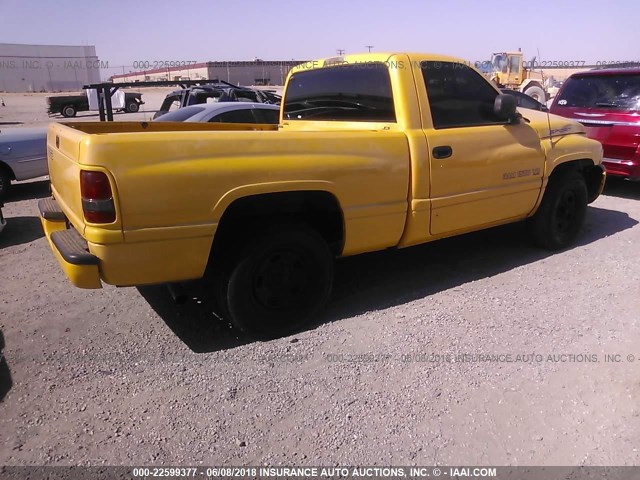 1B7HC16Y2XS190945 - 1999 DODGE RAM 1500 YELLOW photo 4