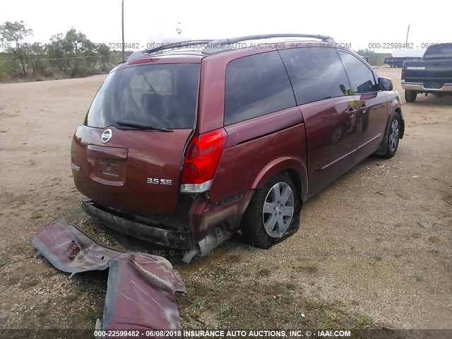 5N1BV28U34N331673 - 2004 NISSAN QUEST S/SE/SL MAROON photo 4