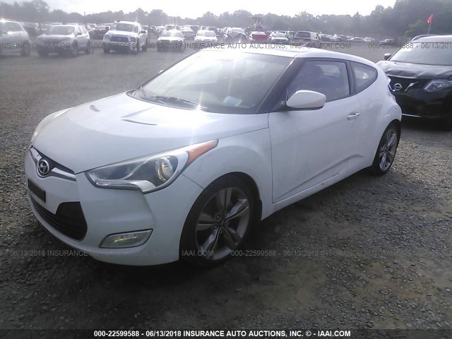 KMHTC6AD5CU071129 - 2012 HYUNDAI VELOSTER WHITE photo 2