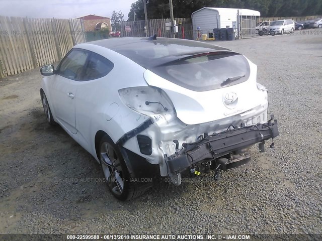 KMHTC6AD5CU071129 - 2012 HYUNDAI VELOSTER WHITE photo 3