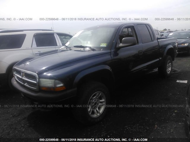 1D7HG38K54S521169 - 2004 DODGE DAKOTA QUAD SPORT BLUE photo 2