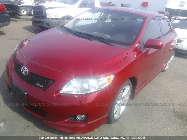 1NXBE40E89Z129120 - 2009 TOYOTA COROLLA XRS MAROON photo 2