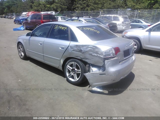 WAUDF78E27A005324 - 2007 AUDI A4 2.0T QUATTRO SILVER photo 3