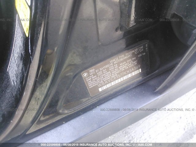 WBAVC93577KX54369 - 2007 BMW 328 XI BLACK photo 9