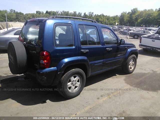 1J4GL58K12W312234 - 2002 JEEP LIBERTY LIMITED BLUE photo 4