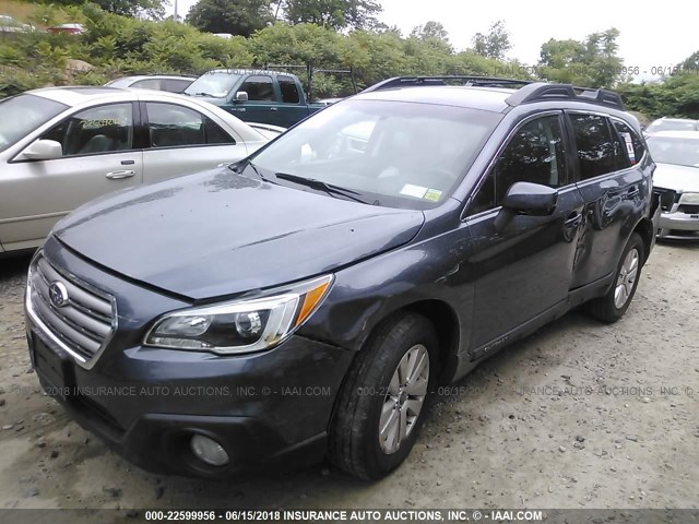 4S4BSACC6F3317394 - 2015 SUBARU OUTBACK 2.5I PREMIUM GRAY photo 2