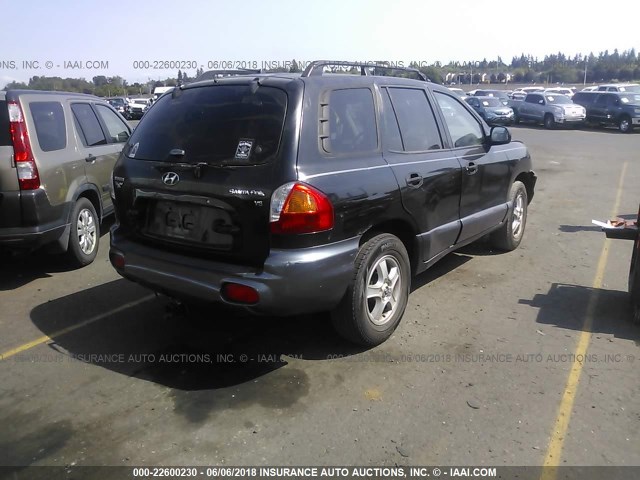 KM8SC13D64U736388 - 2004 HYUNDAI SANTA FE GLS/LX BLACK photo 4