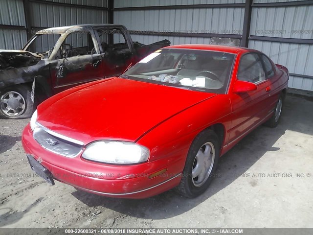 2G1WW12M5X9195567 - 1999 CHEVROLET MONTE CARLO LS წითელი ფოტო 2