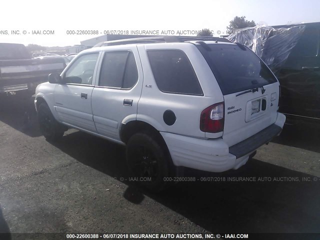 4S2CK58W724342316 - 2002 ISUZU RODEO S/LS/LSE WHITE photo 3