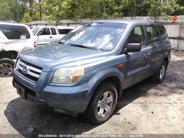 5FNYF28157B004924 - 2007 HONDA PILOT LX TEAL photo 2