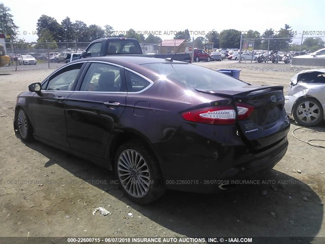 3FA6P0K9XDR279762 - 2013 FORD FUSION TITANIUM BURGUNDY photo 3