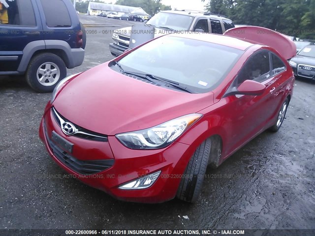 KMHDH6AE9DU001097 - 2013 HYUNDAI ELANTRA COUPE GS/SE RED photo 2