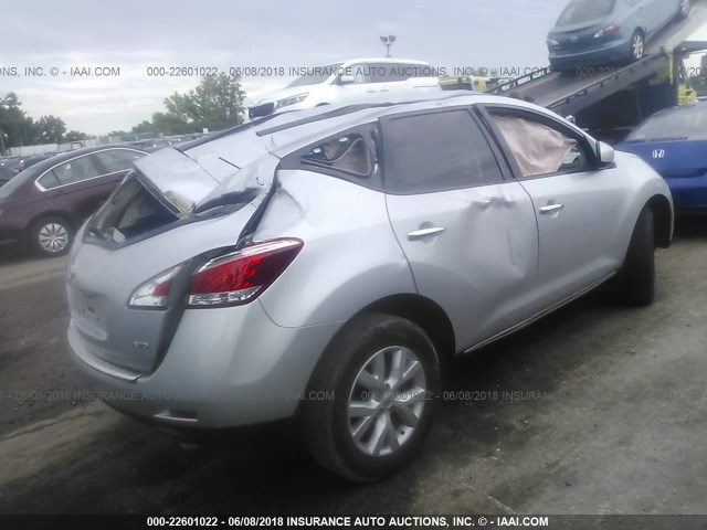 JN8AZ1MW8DW314064 - 2013 NISSAN MURANO S/SL/LE SILVER photo 4