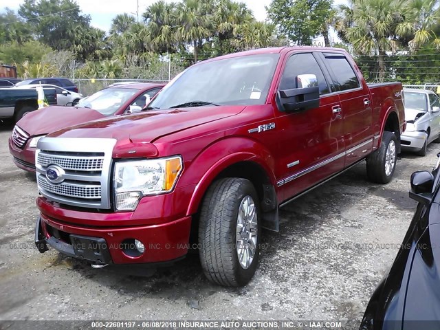 1FTFW1ET9CFC30848 - 2012 FORD F150 SUPERCREW RED photo 2