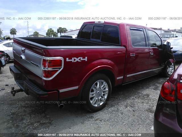 1FTFW1ET9CFC30848 - 2012 FORD F150 SUPERCREW RED photo 4