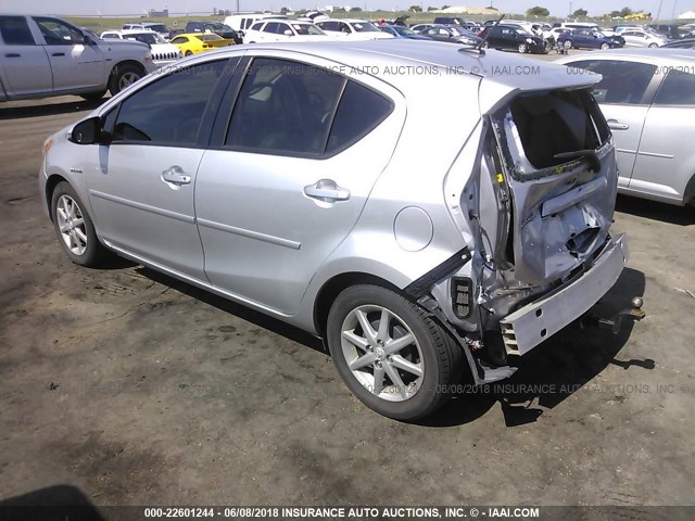 JTDKDTB37D1553637 - 2013 TOYOTA PRIUS C SILVER photo 3