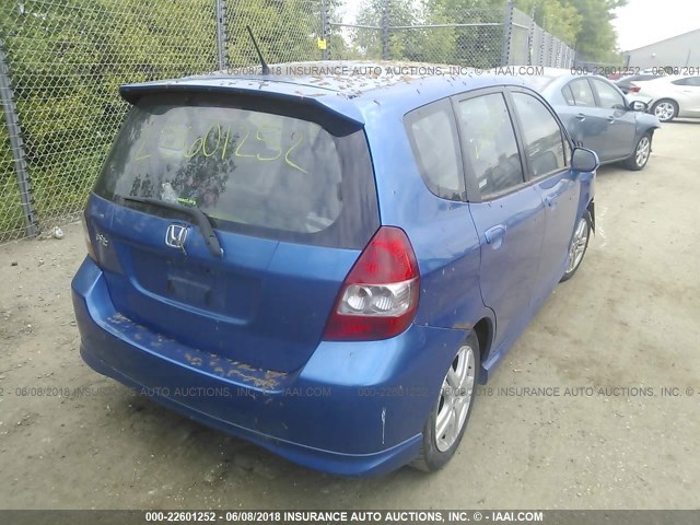 JHMGD38697S019544 - 2007 HONDA FIT S BLUE photo 4