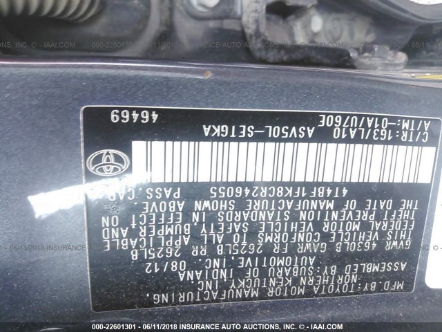 4T4BF1FK8CR246055 - 2012 TOYOTA CAMRY SE/LE/XLE GRAY photo 9