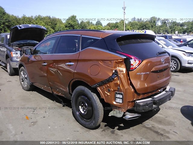 5N1AZ2MH1FN229798 - 2015 NISSAN MURANO S/SL/SV/PLATINUM ORANGE photo 3