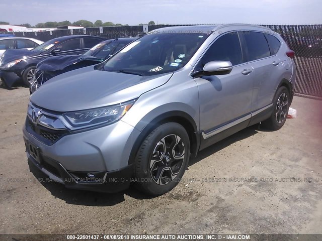 2HKRW1H90HH513410 - 2017 HONDA CR-V TOURING SILVER photo 2