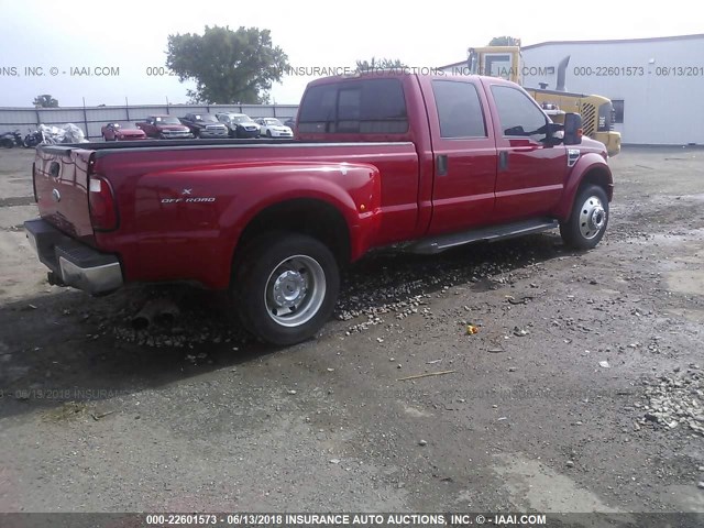 1FTXW43R78EA13695 - 2008 FORD F450 SUPER DUTY RED photo 4