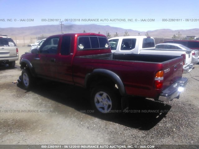 5TEWM72N82Z129297 - 2002 TOYOTA TACOMA XTRACAB RED photo 3