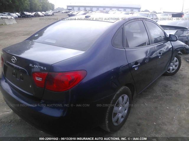 KMHDU46DX8U275320 - 2008 HYUNDAI ELANTRA GLS/SE/LIMITED Dark Blue photo 4