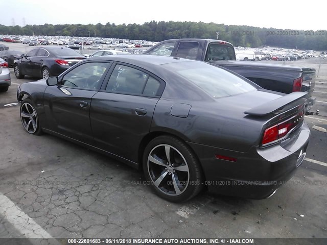 2C3CDXCT4EH370245 - 2014 DODGE CHARGER R/T GRAY photo 3