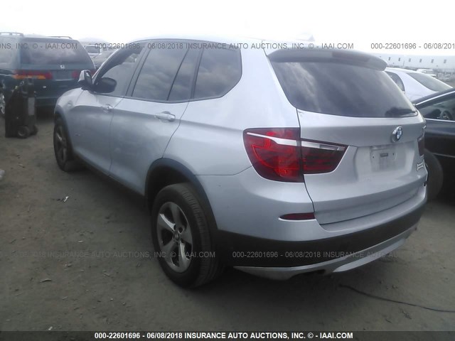 5UXWX5C52BL701813 - 2011 BMW X3 XDRIVE28I SILVER photo 3