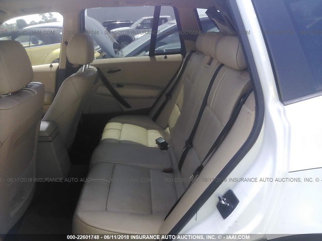 WBXPA934X4WC31284 - 2004 BMW X3 3.0I WHITE photo 8